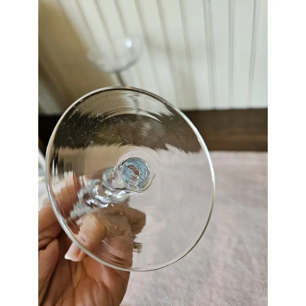 2 Vintage Glass Candlestick Spiral Twist Rope Long Stem Candle Holder Handblown